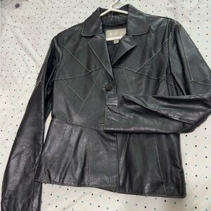 Black Wilson Leather Leather Jacket with Tailored Fit and Glossy Texture